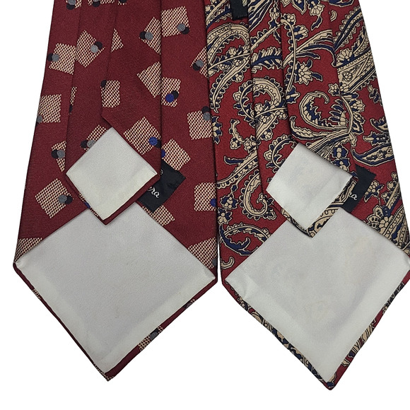 Countess Mara New York Necktie CM Logo Red Blue Geo Paisley Lot of 2 - Picture 4 of 5